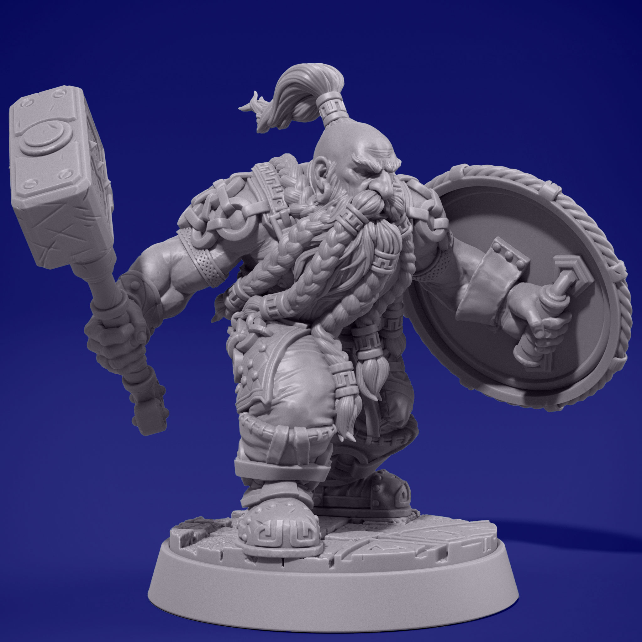 Nain guerrier masse/bouclier - Tabletop